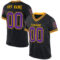 Black2259 Custom Black Purple-Gold Mesh Authentic Throwback Football Jersey
