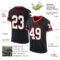 Black2264-1 Custom Black Gray-Red Mesh Authentic Throwback Football Jersey
