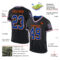 Black2267-1 Custom Black Royal-Orange Mesh Authentic Throwback Football Jersey