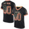 Black2277 Custom Black Vintage USA Flag Cream-Red Mesh Authentic Throwback Football Jersey
