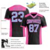 Custom Black Light Blue-Pink Authentic Football Jersey