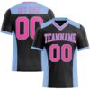 Custom Black Pink-Light Blue Authentic Football Jersey