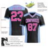 Custom Black Pink-Light Blue Authentic Football Jersey