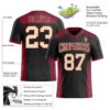 Custom Black Cream-Crimson Authentic Football Jersey