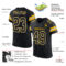 Black2496-1 Custom Black White-Gold Mesh Authentic Football Jersey