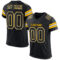 Black2496 Custom Black White-Gold Mesh Authentic Football Jersey