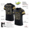 Black2499-1 Custom Black White-Old Gold Mesh Authentic Football Jersey
