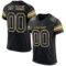 Black2499 Custom Black White-Old Gold Mesh Authentic Football Jersey