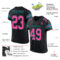 Black2504-1 Custom Black Pink-Teal Mesh Authentic Football Jersey