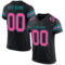 Black2504 Custom Black Pink-Teal Mesh Authentic Football Jersey