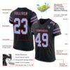 Custom Black Light Blue-Red Mesh Authentic Football Jersey