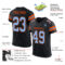 Black2509-1 Custom Black Light Blue-Orange Mesh Authentic Football Jersey