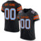 Black2509 Custom Black Light Blue-Orange Mesh Authentic Football Jersey