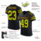 Black2514-1 Custom Black Neon Green-Red Mesh Authentic Football Jersey