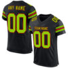 Custom Black Neon Green-Red Mesh Authentic Football Jersey