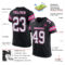 Black2515-1 Custom Black White-Pink Mesh Authentic Football Jersey