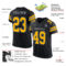 Custom Black Gold-Gray Mesh Authentic Football Jersey