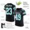 Black2526-1 Custom Black Ice Blue-White Mesh Authentic Football Jersey