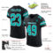 Black2527-1 Custom Black Aqua-White Mesh Authentic Football Jersey