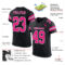 Black2530-1 Custom Black Hot Pink-White Mesh Authentic Football Jersey