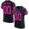 Black2531 Custom Black Deep Pink Mesh Authentic Football Jersey