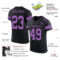 Black2533-1 Custom Black Medium Purple Mesh Authentic Football Jersey