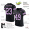 Black2534-1 Custom Black Light Purple Mesh Authentic Football Jersey