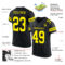 Black2535-1 Custom Black Light Yellow Mesh Authentic Football Jersey