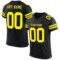 Black2535 Custom Black Light Yellow Mesh Authentic Football Jersey