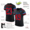 Black2536-1 Custom Black Red-Powder Blue Mesh Authentic Football Jersey