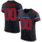 Black2536 Custom Black Red-Powder Blue Mesh Authentic Football Jersey