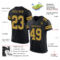 Black2538-1 Custom Black Old Gold Mesh Authentic Football Jersey