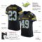 Black2539-1 Custom Black Light Blue-Yellow Mesh Authentic Football Jersey
