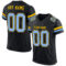 Black2539 Custom Black Light Blue-Yellow Mesh Authentic Football Jersey
