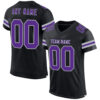 Custom Black Purple-Gray Mesh Authentic Football Jersey