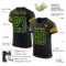 Black2549-1 Custom Black Green-Gold Mesh Authentic Football Jersey
