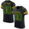 Black2549 Custom Black Green-Gold Mesh Authentic Football Jersey