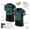 Black2551-1 Custom Black Midnight Green-White Mesh Authentic Football Jersey