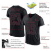 Custom Black Burgundy Mesh Authentic Football Jersey