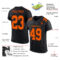 Black2560-1 Custom Black Orange Mesh Authentic Football Jersey