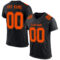 Black2560 Custom Black Orange Mesh Authentic Football Jersey
