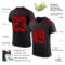 Black2561-1 Custom Black Red Mesh Authentic Football Jersey
