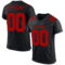 Black2561 Custom Black Red Mesh Authentic Football Jersey