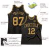 Custom Black Old Gold Pinstripe Old Gold Authentic Basketball Jersey