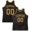Custom Black Old Gold Pinstripe Old Gold Authentic Basketball Jersey