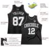 Custom Black Gray Pinstripe White Authentic Basketball Jersey