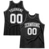 Custom Black Gray Pinstripe White Authentic Basketball Jersey