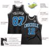 Custom Black White Pinstripe Blue Authentic Basketball Jersey