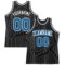 Custom Black White Pinstripe Blue Authentic Basketball Jersey