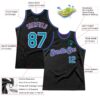 Custom Black Teal-Purple Authentic Throwback Basketball Jersey